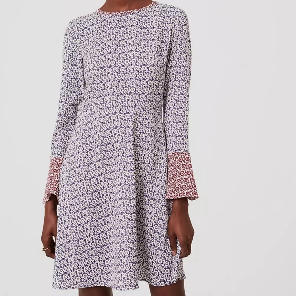 LOFT • Magnolia Floral Bell Sleeve Dress